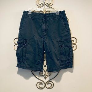 Dark gray cotton cargo shorts